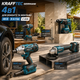 Набор аккумуляторных инструментов Krafftec Germani 4в1 безщеточный ударный шуруповерт перфоратор болгарка гайковерт 48 В 8 Ач комплект электроинструмента УШМ 125 мм SDS Plus 4.3 Дж 800 Нм 2 АКБ кейс синий - изображение 3