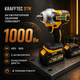 Аккумуляторный гайковерт Krafftec безщеточный для авто колес шиномонтажа СТО гаража 1000 Нм 48 В 8 А·ч 2 АКБ 4 режима с набором инструментов кейсом - изображение 1