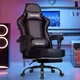 Кресло офисное Bonro B-059 черное с подставкой для ног из экокожи и велюра до 120 кг (163-76-42412137) - изображение 3
