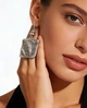 Женские сережки "Квадратики" 5 см jewelry Серебристого цвета - изображение 4