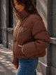 Куртка женская Fashion 3072 вафельная короткая с воротником-стойкой L коричневая - изображение 3