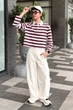 Женское поло в полоску Uniqlo 48(XL) Розово-коричневый (154886) - изображение 4