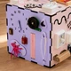Бизикуб для детей 30x30x30 см с доской для рисования, 28 элементов, Розово-фиолетовый (Развивающий деревянный бизиборд) - изображение 6