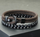 Двошаровий чоловічий браслет Bangle Hook + Beads, браслет на удачу Коричневий - изображение 2