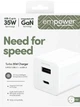 Зарядний пристрій PanzerGlass empower Turbo 35W USB-C + USB-A GaN White-Silver (EM94326) - зображення 5