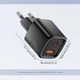 Сетевое зарядное устройство Essager ES-CD54 20W USB Type-C PD + USB-A, быстрая зарядка, адаптер питания 110–240V, EU Plug черное - изображение 8
