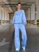 Оверсайз ангоровый костюм с кофтой и широкими штанами ISSA PLUS 15858 XXL голубой (issa2007682855230) - изображение 1