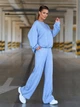 Оверсайз ангоровый костюм с кофтой и широкими штанами ISSA PLUS 15858 S голубой (issa2007682853304) - изображение 2