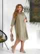 Жіноча подовжена сорочка-туніка Plus Size з льону 191-091 колір хакі 50-52 - зображення 7