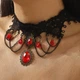 Готичний мереживний чокер з кристалами та ланцюжками Honey Fashion Accessories чорний (12-397) - изображение 2
