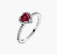 Серебряное кольцо в стиле Pandora «Красное сердце» 15 размер )(50) - изображение 1