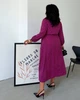Платье женское длинное из софта с принтом, длинными рукавами, резинкой на талии и поясом больших размеров G&M k-132041 52-54 Размер цвет фуксия - зображення 3