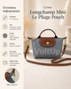 Сумка Longchamp Mini Le Pliage Pouch сіра — маленька літня кросбоді з довгим ременем для телефону та дрібних речей - зображення 5