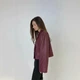 Тренч жіночий вкорочений еко-шкіра бордовий, 2XL-3XL - изображение 7