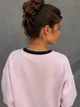 Світшот жіночий Matinee&Fancy 877-52 oversize з подвійним коміром і вишивкою one size рожевий - зображення 4