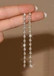 Сережки женские длинные с камушками Fashion Jewelry Золотистые 19370 - изображение 2