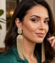 Женские сережки вечерняя бижутерия Длинные 13 см jewelry золотистые - изображение 1