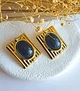 Сережки акцентные большие черные камни jeweston золотого цвета - изображение 7