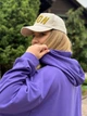 Худи женское без утепления свободного кроя с двойным капюшоном и с аппликацией из стразов двунитка 48-50 фиолетовый - изображение 4