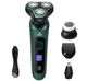 Электробритва 4 в 1 Shaver 9D зеленая • Мужская аккумуляторная роторная бритва с триммером, насадкой для носа, щеткой для лица и LCD-дисплеем 58621 - изображение 6