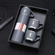 Подарунковий набір термоса із 3 чашками для дому та походів Vacuum Flask SET вакуумний термос із нержавіючої сталі 0.5 л та 3 чашки по 150 мл Матово Сірий - зображення 5