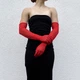 Довгі вечірні рукавички s/m/l червоний (30r062) - зображення 1