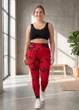 Спортивні батал лосини пуш ап мармурові Plus Size жіночі з високою посадкою для тренувань та фітнесу 5XL червоно-чорні (17037156) - зображення 5