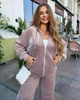 Велюровый женский спортивный костюм с лампасами прямые брюки и кофта на молнии с капюшоном 60-62 мокко (бежевый) - изображение 3