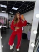 Жіночий костюм повсякденний велюровий червоний 42-46 г1451.156 - зображення 1