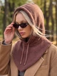 Женский капор Sheepskin из экомеха и воротником коричневый (шоколад) - изображение 3