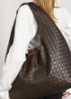 Большая повседневная женская плетеная сумка-шопер Sambag HOBO WEAVE L коричневая - изображение 8