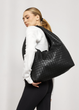 Большая повседневная женская плетеная сумка-шопер Sambag HOBO WEAVE L Черная - изображение 1