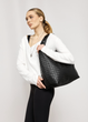 Большая повседневная женская плетеная сумка-шопер Sambag HOBO WEAVE L Черная - изображение 5