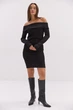 Плиссированное платье с открытыми плечами черное Arjen 69083, размер M - изображение 9