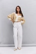 Вязаный женский кардиган oversize молочный с желтым узором «елочка» Arjen 102287, размер универсальный, код цвета 111834 - изображение 7