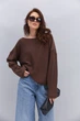 Женский вязаный джемпер oversize шоколадный Arjen 102392, размер L/XL - изображение 4