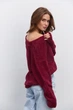 Женский вязаный кардиган oversize бордовый из пушистой пряжи Arjen 102285, размер универсальный, код цвета 111796 - изображение 7