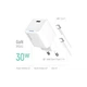 Зарядний пристрій ColorWay GaN Mini 30W PD Port PPS USB-C white + cable Type-C (CW-CHS054PDC-WT) - зображення 3