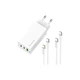 Зарядний пристрій ColorWay GaN Mini 65W PD Port PPS USB (USB-2C1A) cable Type-C&Lightning (CW-CHS058PDCL-WT) - зображення 1