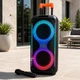 Колонка портативная Bluetooth караоке с микрофоном и RGB подсветкой 40Вт, аккумуляторная аудиосистема PartyBox 2×8 дюймов с FM-радио, телескопической ручкой и колесами для дома, праздников и пикников, TTD-2821 - изображение 1