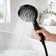 Душевая лейка Water Saving Shower с 5 режимами, кнопкой Stop и силиконовыми форсунками, черная - изображение 1