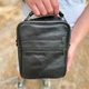 Деловая мужская барсетка премиум класса из натуральной кожи Tiding Bag деловая сумка, мессенджер 25 x 20 x 6 см Чёрная (40104ч) - изображение 3
