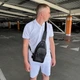 Легкий чоловічий слінг з натуральної шкіри Tiding Bag сумка-слінг, месенджер через плече 32 x 18 x 5 см Чорний (906809) - зображення 5