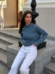 Базовый женский свитер голубого цвета 39288 One Size - изображение 4