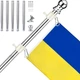 Флагшток з прапором України комплект тримач держак для прапора регульований фасадний настінний вуличний з прапором габардин 140х90 державний синьо-жовтий Kayfovo FUA-1 - зображення 6
