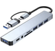 USB-хаб 8 в 1 – USB 3.0/2.0, Type-C, SD/TF картридер, аудіо 3.5 мм, універсальний - зображення 4
