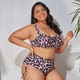 Женский раздельный купальник больших размеров Plus Size с тонким поролоном и плавками слипами с высокой посадкой 4XL леопардовый - изображение 3