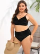 Женский раздельный купальник бикини Plus Size больших размеров с высокими плавками и леопардовым принтом 4XL черный - изображение 3