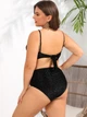 Женский раздельный купальник бикини Plus Size больших размеров с высокими плавками и леопардовым принтом 4XL черный - изображение 4