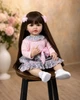 Реалістична лялька Reborn Baby Doll Seline 55 см — вінілова дівчинка з довгим темним волоссям та аксесуарами, можна купати (RB090) - зображення 2